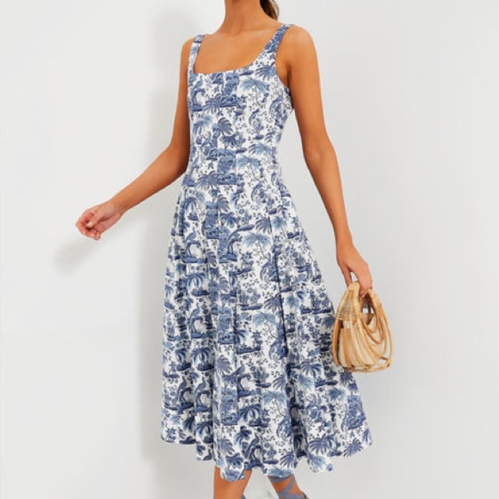 Staud Wells Blue Toile Dress